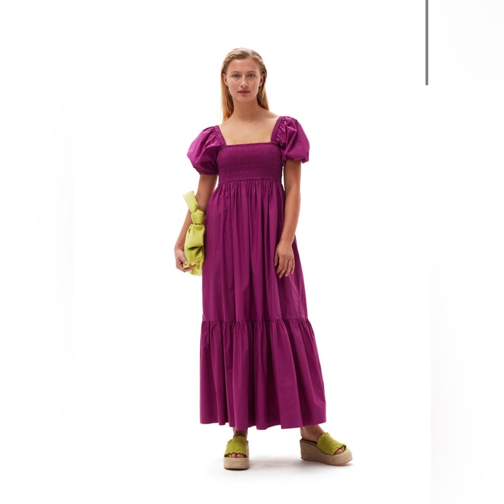 GANNI COTTON POPLIN SMOCK MAXI DRESS size 32